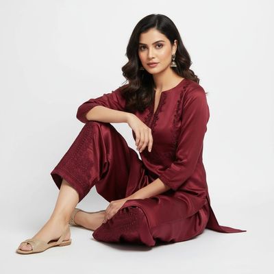 Premium Maroon Salowar Pant | Shating Cotton Linen Fabric | Soft & Stylish_img_1