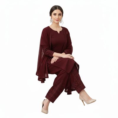 Premium Maroon Salowar Pant | Shating Cotton Linen Fabric | Soft & Stylish_img_3
