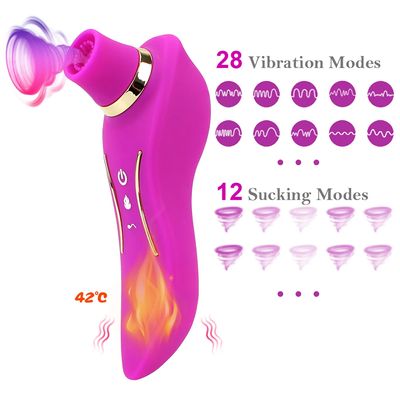 2 in 1 Heating Vagina Stimulation Vibrating Dildo Clitoris Nipple Sucker Vibrator Dual Head Sex Toys For Woman Strong Suction_img_3