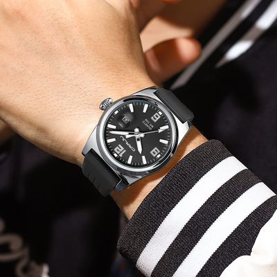 Jam Tangan Pria CRRJU 2025 Anti Air Kasual Olahraga Digital Jam Tangan Anak/Cowok Kalender Silikon Bercahaya - Hitam_img_0