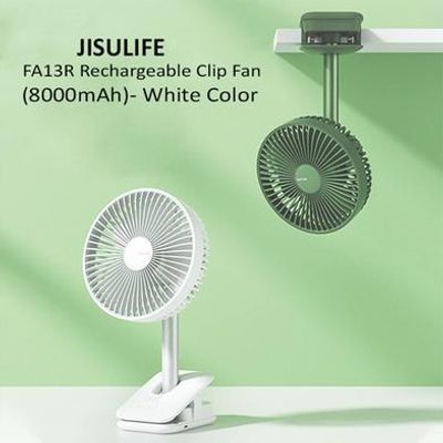 JISULIFE FA13R Rechargeable Clip Fan (8000mAh)- White Color_img_1