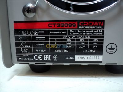CROWN Professional Inverter DC MMA Welding Machine, 160-265V, 30-140A, 2.5-3.2mm; CT33098_img_8