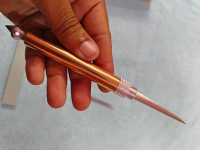 Food Thai style carving knife main knife single chef carved fruit sharp stainless steel knife double pointed knife_img_1