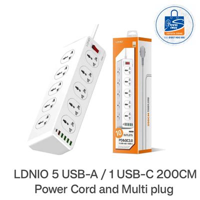 LDNIO SC10610 5 USB-A / 1 USB-C 200CM Power Cord_img_0