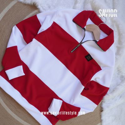Red n White - Full Sleeve Zipper Sweatshirt_img_0