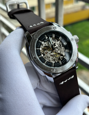 Fossil Auto New Belt Brown Silver Case_img_0