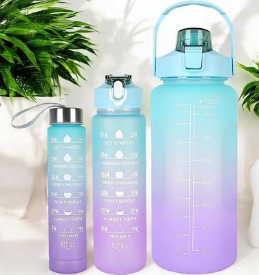 3-Piece Set with Time Graduated Space Cup Gradient Water Cup High Capacity Portable Plastic Cups Outdoor Travel Gym Bottles Water Bottles_img_6