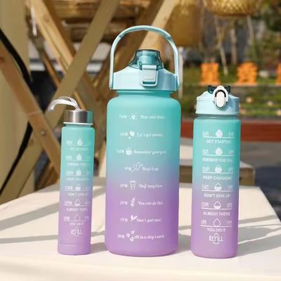 3-Piece Set with Time Graduated Space Cup Gradient Water Cup High Capacity Portable Plastic Cups Outdoor Travel Gym Bottles Water Bottles_img_5