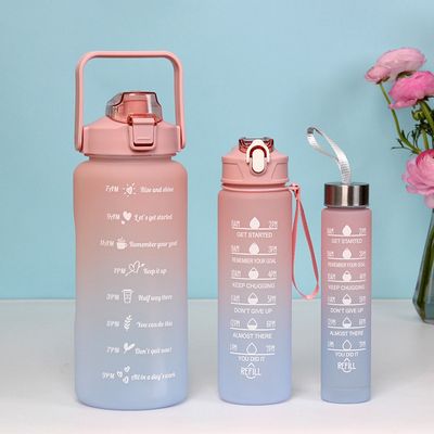 3-Piece Set with Time Graduated Space Cup Gradient Water Cup High Capacity Portable Plastic Cups Outdoor Travel Gym Bottles Water Bottles_img_8
