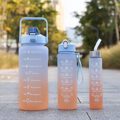 3-Piece Set with Time Graduated Space Cup Gradient Water Cup High Capacity Portable Plastic Cups Outdoor Travel Gym Bottles Water Bottles_img_9