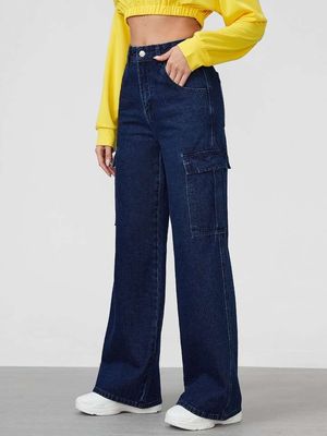 Zara dark wash cargo denim_img_2