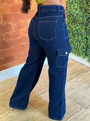 Zara dark wash cargo denim_img_6