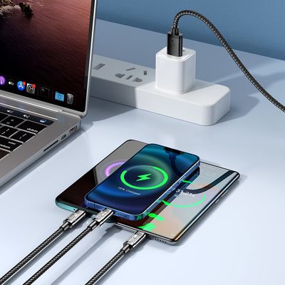 3 In 1 Fast Charging USB Charger Cable / Fast Charging Data Transfer/Compatible with Micro USB, USB-C/Type-C Devices_img_2