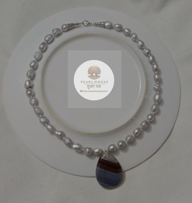 Ash colour Pearl Necklace_img_0
