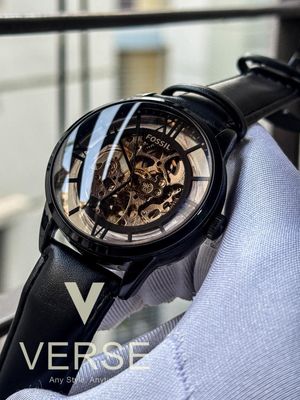 Fossil Automatic Black Belt Skeleton Brown Dial_img_0