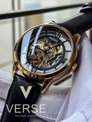 Fossil Automatic Black Belt Gold Case Skeleton Dial_img_0