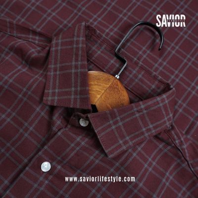 Oxford Maroon - Full Sleeve Pocket Less Check Shirt_img_0