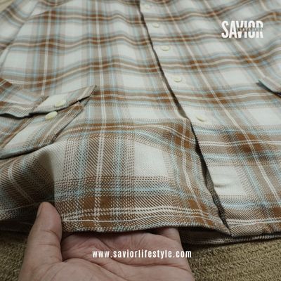 Camel Grid - Full Sleeve Pocket Less Check Shirt_img_1