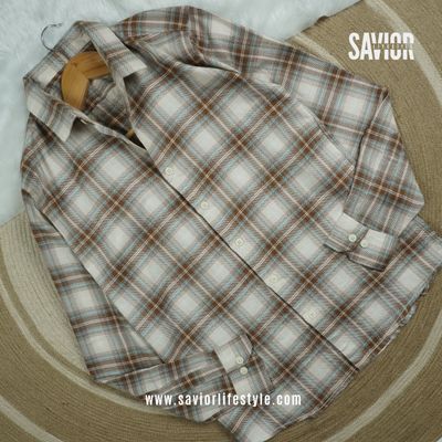Camel Grid - Full Sleeve Pocket Less Check Shirt_img_2