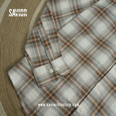 Camel Grid - Full Sleeve Pocket Less Check Shirt_img_3