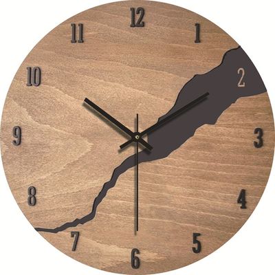 11 Inch Wall Clock, Wood Material Silent Clocks, Battery Power Brown Color Round Clock Unique Design with an Analog Clock and Clack Crackfor Living Room, Bedroom, Office, Dining Room_img_0