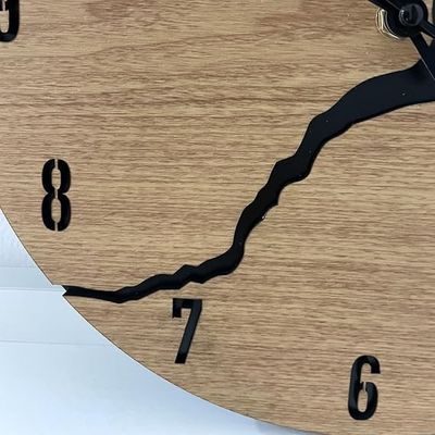 11 Inch Wall Clock, Wood Material Silent Clocks, Battery Power Brown Color Round Clock Unique Design with an Analog Clock and Clack Crackfor Living Room, Bedroom, Office, Dining Room_img_4