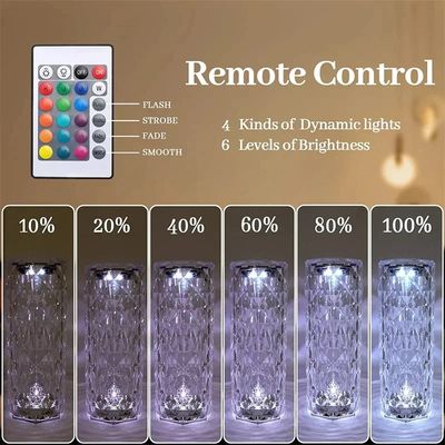 16 Colors Crystal Night Light LED Touch Projection Table Lamp Rose Remote Dimmable USB Romantic Atmosphere Light for Decor Home_img_9