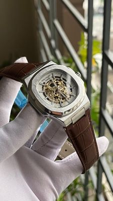 PP NAUTILUS SKELETON AUTO BROWN BELT SILVER BODY (SEMI AAA)_img_2