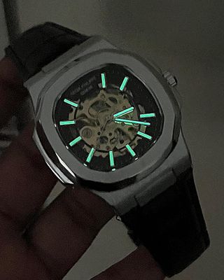 PP NAUTILUS SKELETON AUTO BROWN BELT SILVER BODY (SEMI AAA)_img_5