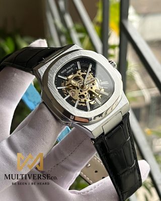 PP NAUTILUS SKELETON AUTO BLACK BELT SILVER BODY (SEMI AAA)_img_0