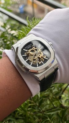 PP NAUTILUS SKELETON AUTO BLACK BELT SILVER BODY (SEMI AAA)_img_3