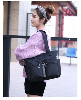 Women Casual Large Capacity Waterproof Oxford Cloth Bag (Dark Blue)_img_9