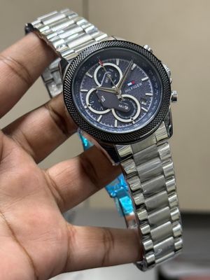 HILFIGER CHRONO CHAIN BLUE DIAL BLACK BEZEL_img_0