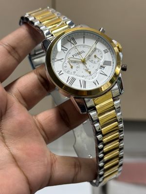 FOSSIL QUARTZ CHAIN CHRONO TWO TONE WHITE DIAL_img_0