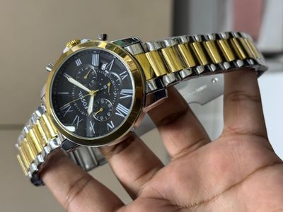 FOSSIL QUARTZ CHAIN CHRONO TWO TONE BLACK DIAL_img_0