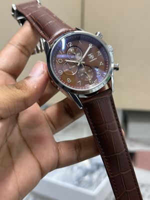 TAG BELT NUMBER DIGITS CHRONO BROWN DIAL SILVER CASE BROWN BELT_img_0