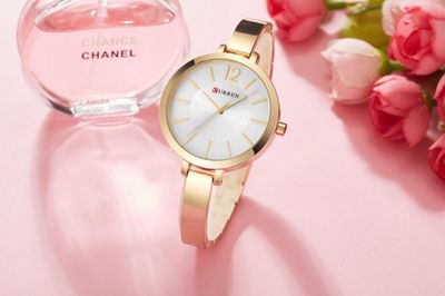 Curren 9012 Ladies Chain Watch- Goldenish Silver Dial- Golden Bezel- Golden Bracelet+Chain- TF Code CR627CF_img_2