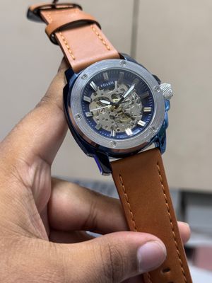 FOSSIL AUTO MUSTARD BELT BLUE DIAL_img_0