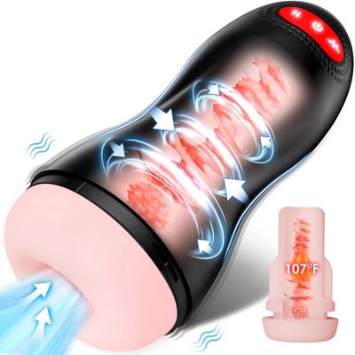 Automatic Male Sucking Mastubator Vibration Heating Masturbation Cup Pocket Pussy Real Vagina Adult Sex Toys for Men_img_0