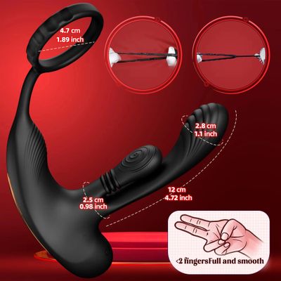 360° Circular Kneading Anal Vibrator Male Prostate Massager with Cock Ring 3 in 1 L-Shaped Vibrators Adult Anal Sex Toy for Gay_img_1