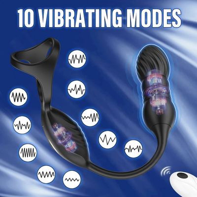 3 in 1 Prostate Massager Anal Vibrator 9 Vibrationg Thrusting with Cock Ring Butt Plug Remote Control Sex Toys P Sport Massage_img_3