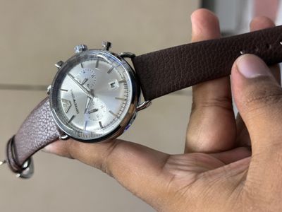 ARMANI OVAL GLASS SIMPLE WITE DIAL BROWN BELT_img_0