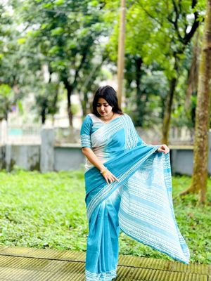টপেটর সিল্ক ডিজিটাল প্রিন্ট শাড়ি – টারসেল আঁচল ও আলাদা ব্লাউজ পিসসহ_img_0