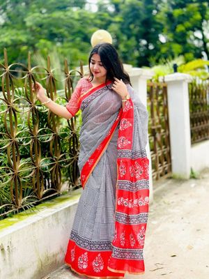 সেমি সিল্ক ডিজিটাল প্রিন্ট শাড়ি – লেইস ও ডলারের কাজসহ, আলাদা ব্লাউজ পিসসহ_img_2