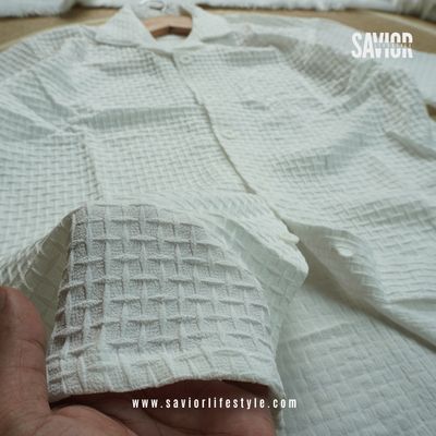 Snow White Color Drop Shoulder Cuban Summer Shirt_img_3
