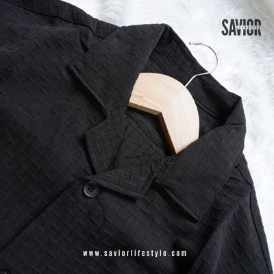 Black Color Drop Shoulder Cuban Summer Shirt_img_3