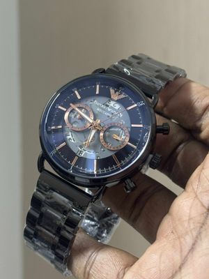 ARMANI CHAIN OVAL GLASS MECCANICO FULL BLACK ROSE GOLD DIGITS_img_0