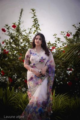সেমি সিল্ক ডিজিটাল প্রিন্ট শাড়ি – লেইস ও ডলারের কাজসহ, আলাদা ব্লাউজ পিসসহ_img_3