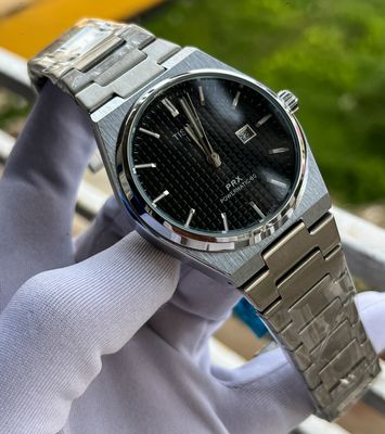 Tissot Prx Chain Silver Black Dial Waffle_img_0