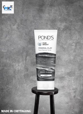 Ponds Pure White Mineral Clay Face Cleanser Scrub with Charcoal (90gm_img_0